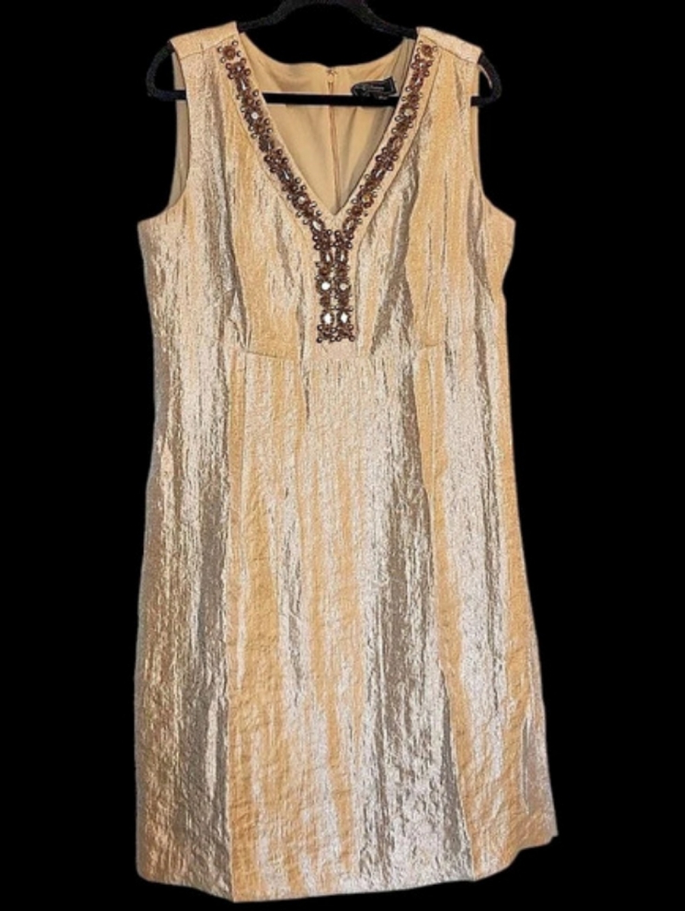 Collection dressbarn Embellished Mini Dress in Gold & Silver Size 16